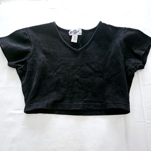 Betty Blue Vintage Black Crop Top (Size S/M)